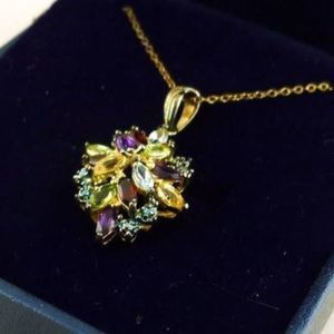 Macy's 18kt Gold Vermeil 925 Silver Multi-Gem Necklace NWT 18"